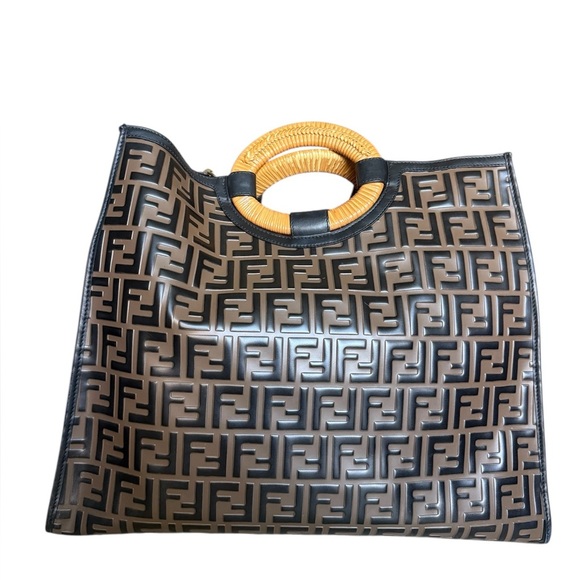 Fendi Handbags - Fendi Black and Brown Tote with Iconic Monogram